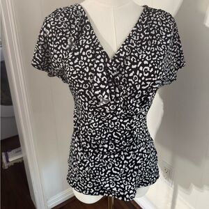 White House Black Market Elegant Black and White Women's Blouse
